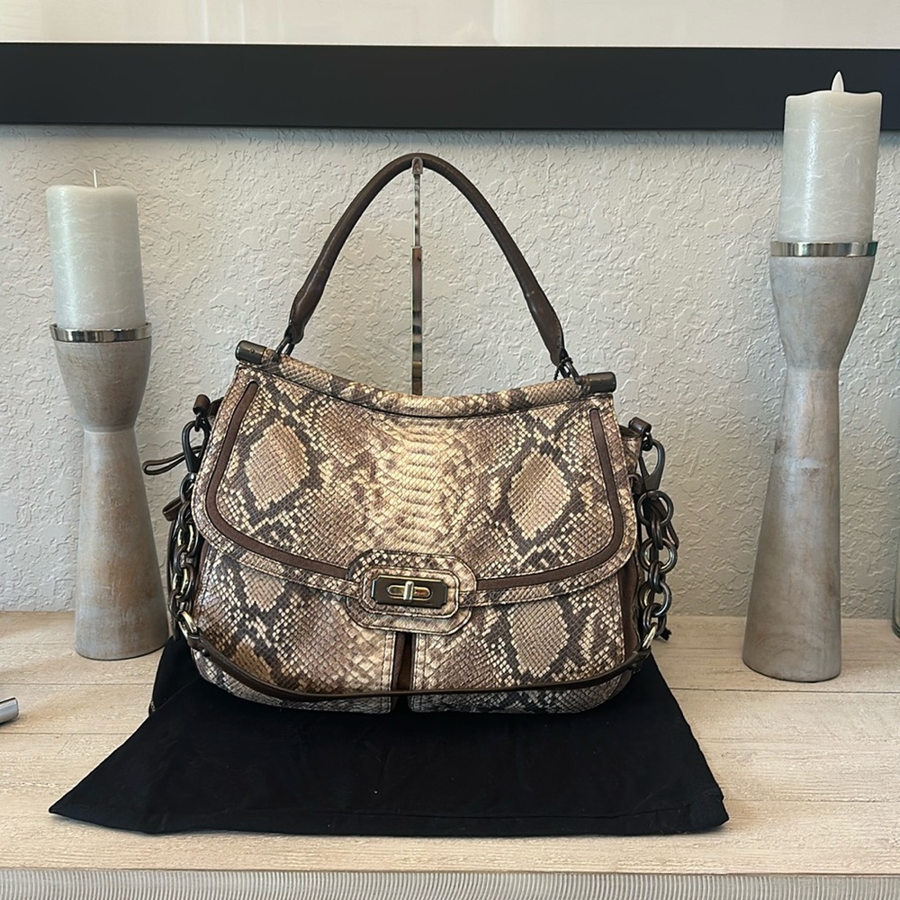 Coach Chelsea Flap Embossed Python Rich Chocolate… - image 1